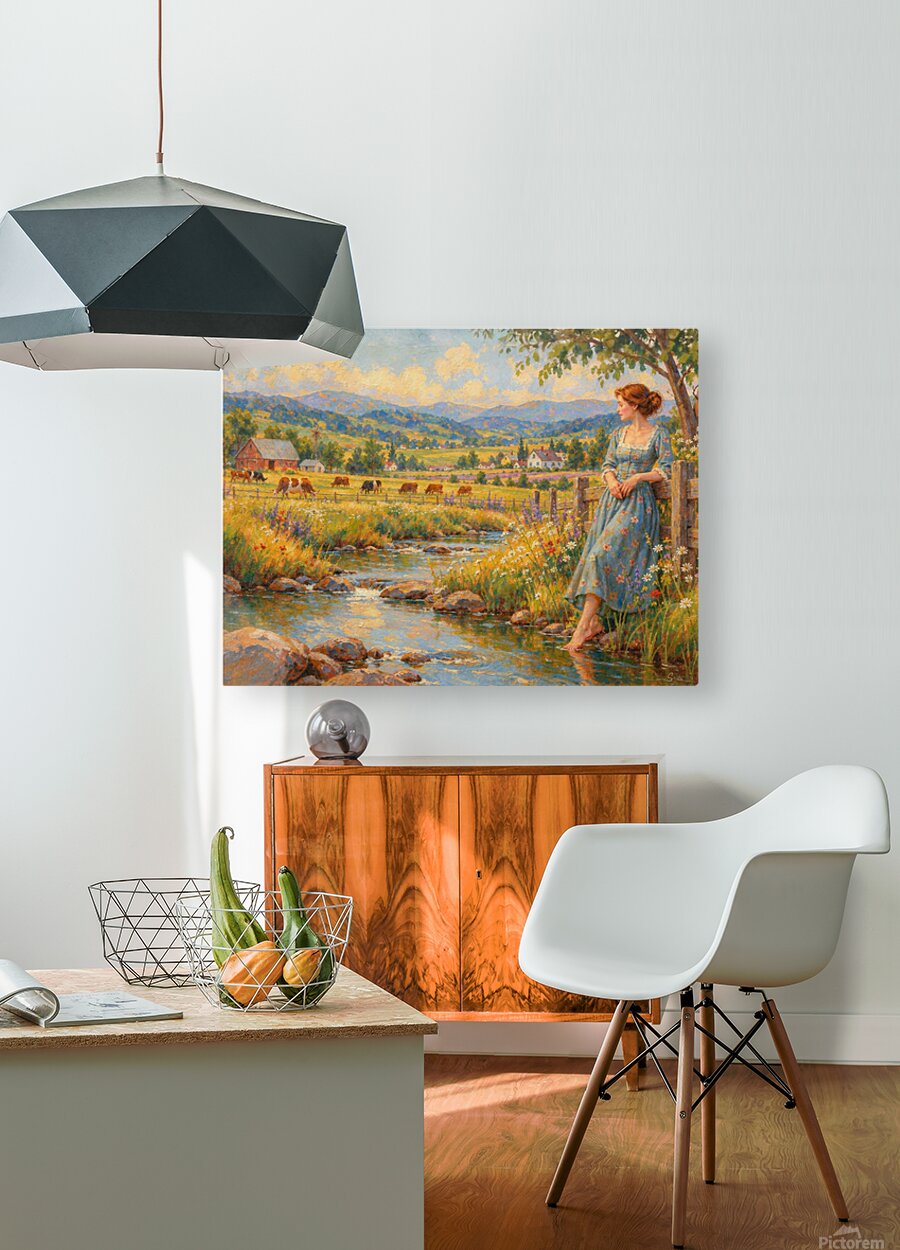Barefoot Where The Wildflowers Grow | Vintage Farm Landscape Art | Giclee Paper • Wood • Metal • Canvas