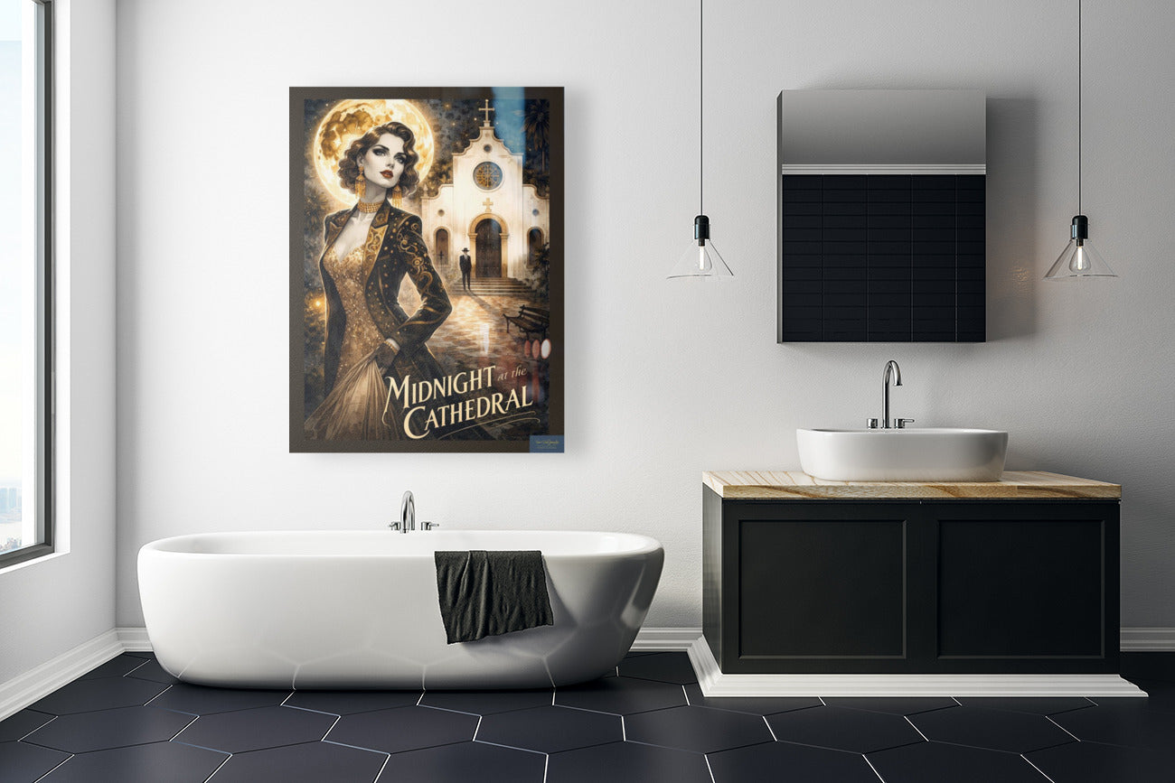 Midnight at the Cathedral. Vintage Hollywood Art. Giclee Paper- Wood- Metal- Canvas