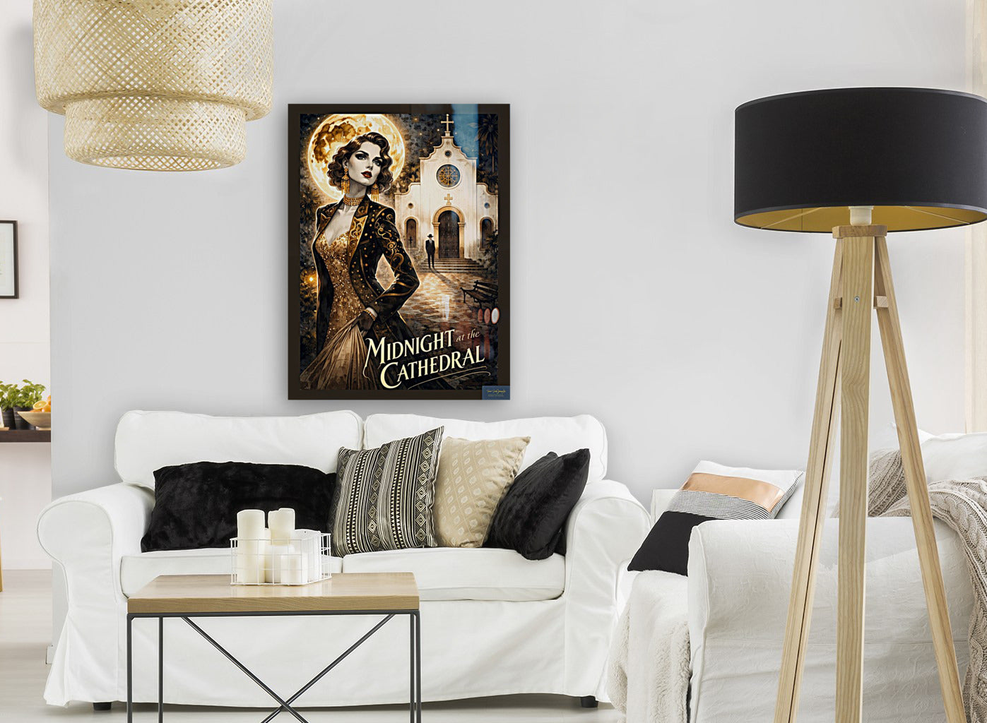 Midnight at the Cathedral. Vintage Hollywood Art. Giclee Paper- Wood- Metal- Canvas