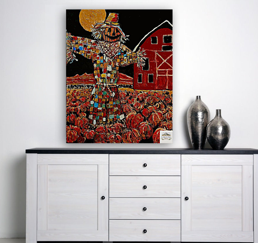 Scary Scarecrow- Farm| Autumn Art| Halloween Pumpkins| Giclee Paper- Wood- Metal- Canvas