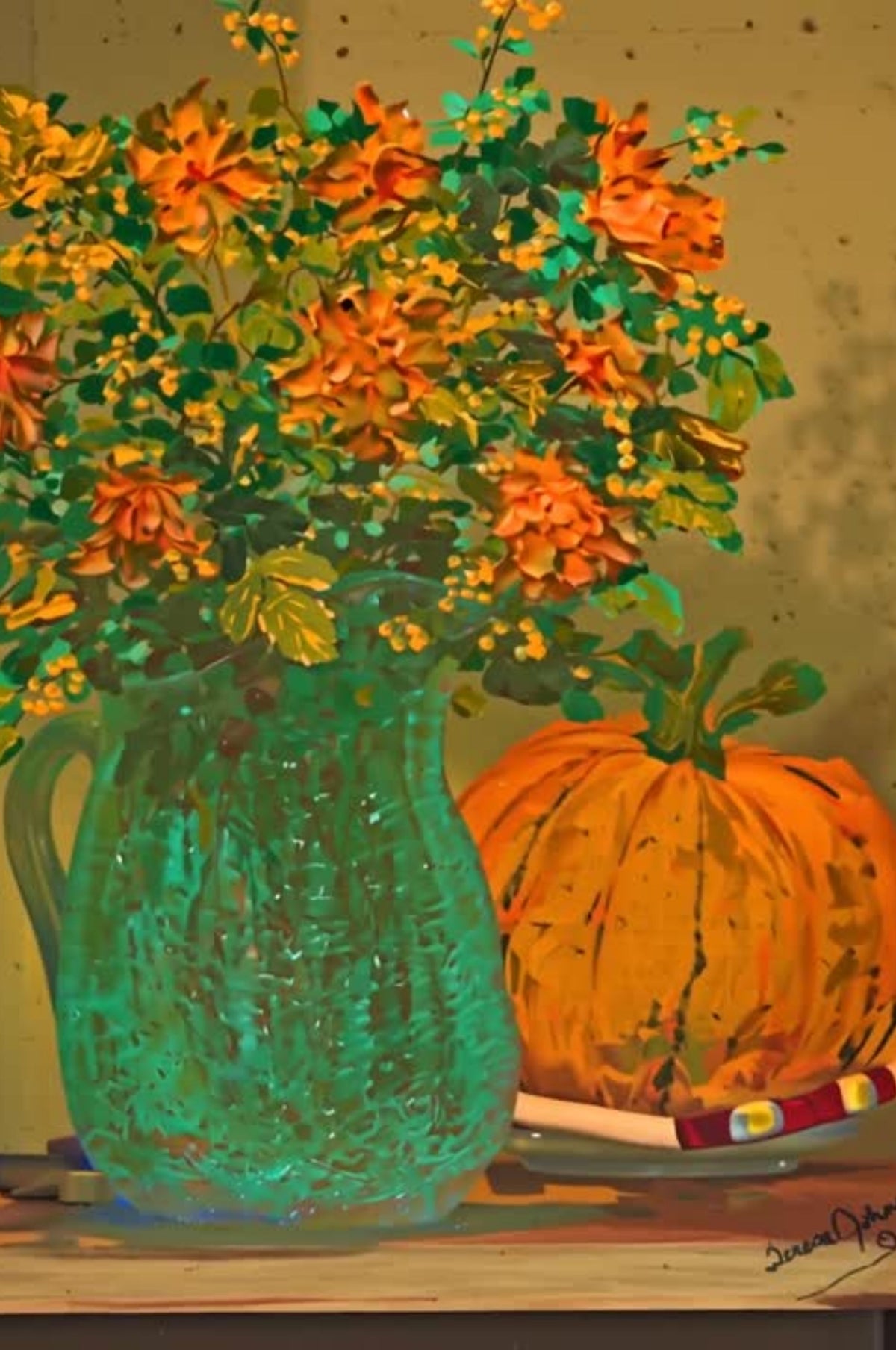 Autumn Wildflower Bouquet-Giclee Paper- Wood- Metal- Canvas