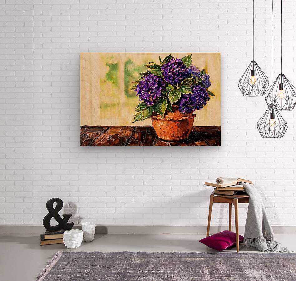 French Country Hydrangeas | Purple Hydrangea Floral Art Print | Cottage Garden Wall Decor | Giclée Paper, Canvas, Wood & Metal