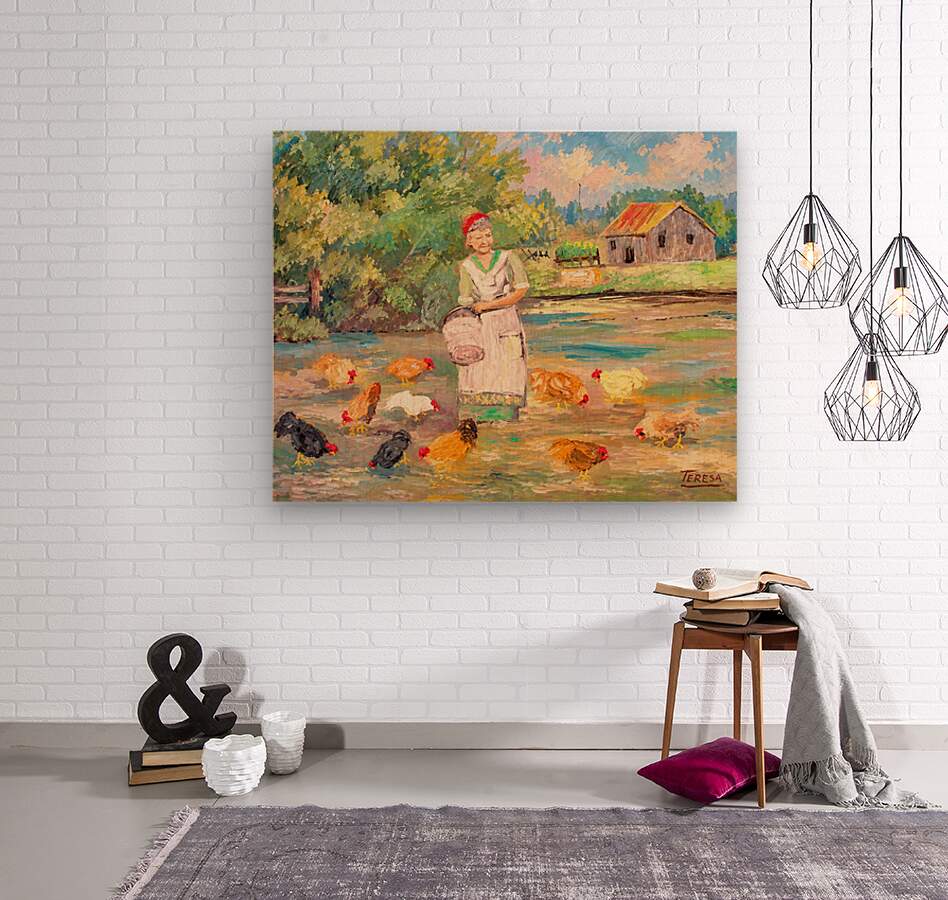 Feeding the Chickens-Animal-Giclee Prints, Canvas, Wood, or Metal Art