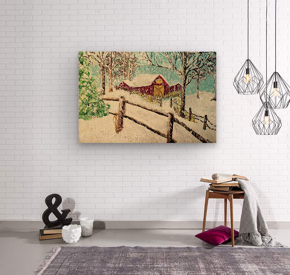 Snowy Christmas Morning| Merry Christmas Art| Vintage Look Farm Barn| Giclee Paper- Wood- Metal- Canvas