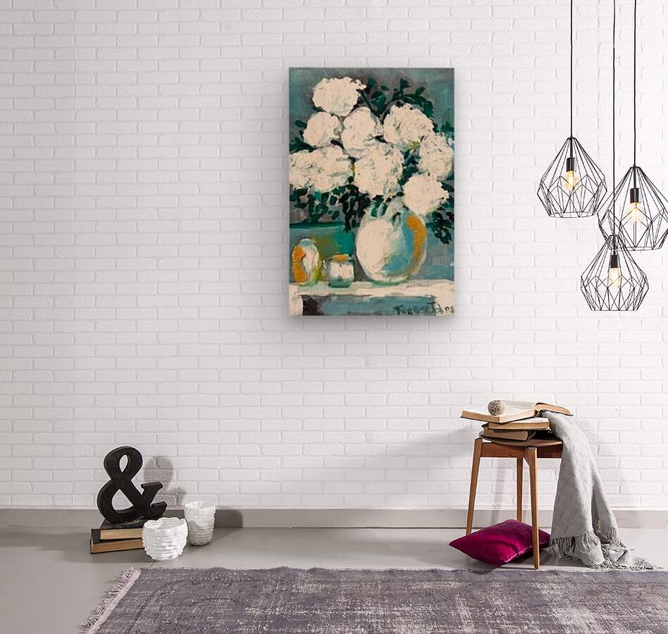 White Hydrangeas Floral Arrangement | Original Floral Art | Giclée Paper • Wood • Metal • Canvas