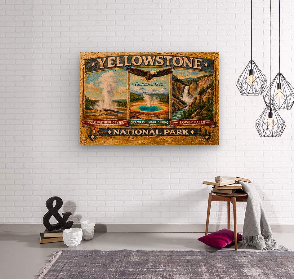 Yellowstone's Iconic Natural Wonders| Vintage Sign Art|  Prints, Canvas, Wood, or Metal Art