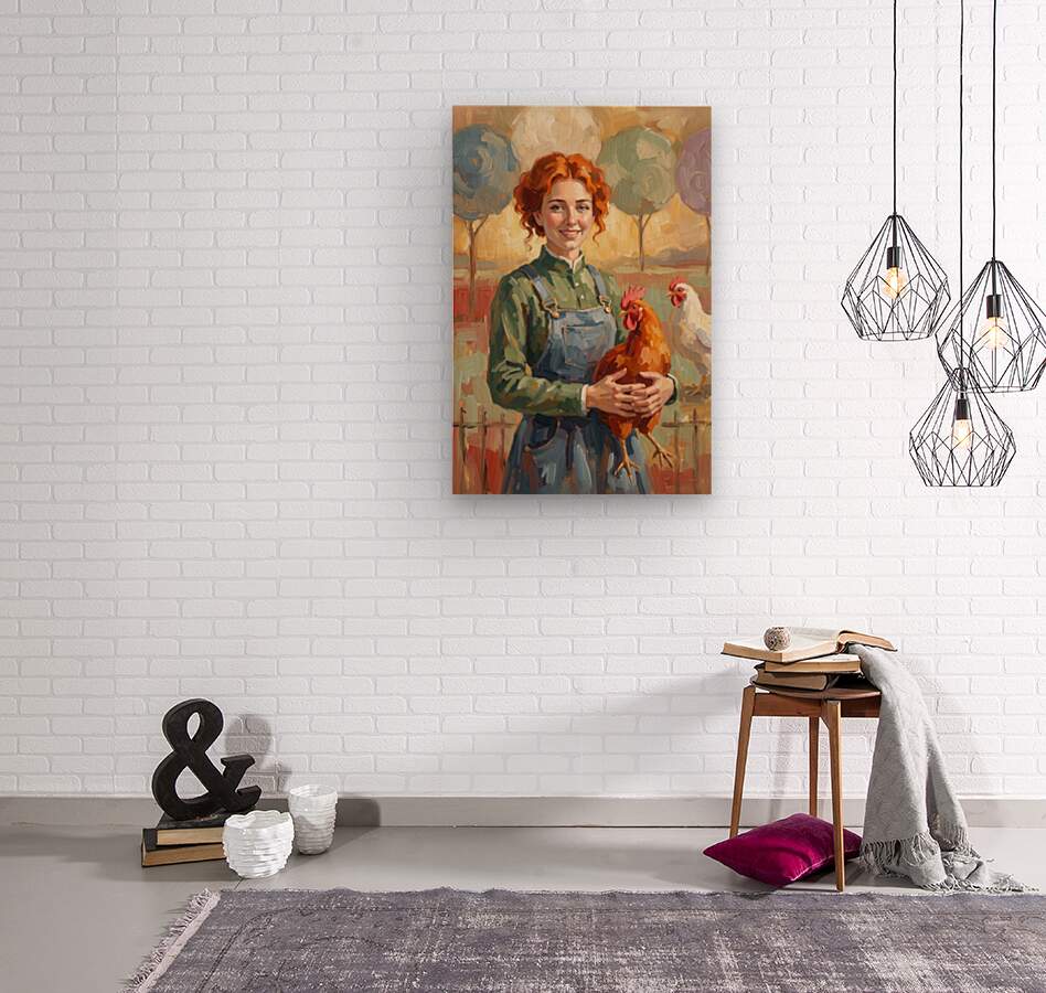 Modern Farm Woman| Farm-Chicken Art| Giclee Paper- Wood- Metal- Canvas