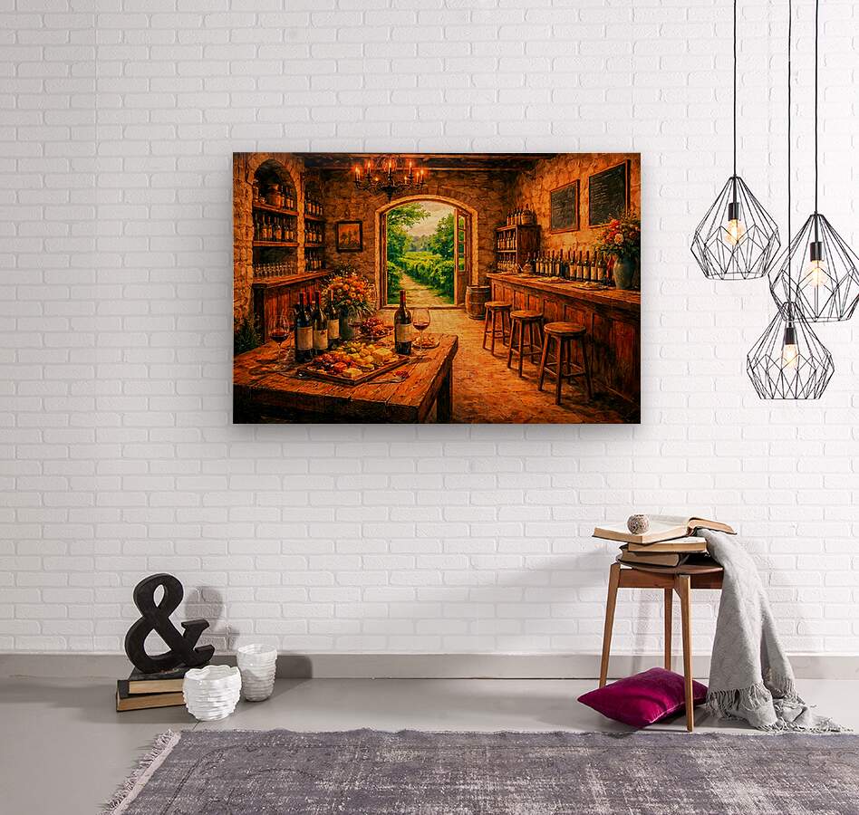 Rustic Wine Tasting Room | Wine Country Art | Giclée Paper • Canvas • Birch Wood • Metal Panels