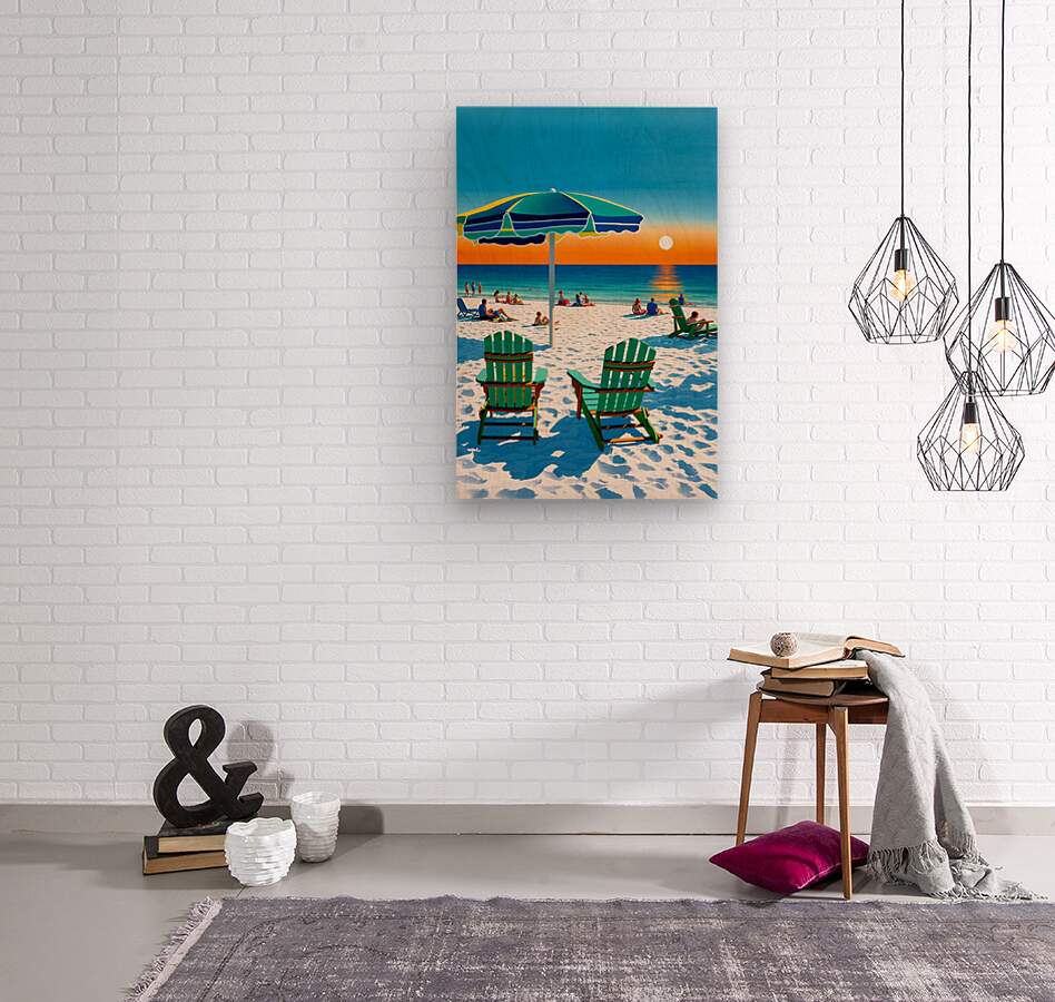 Beach Sunset With Adirondack Chairs| Beach Tropical Print| Giclee Paper- Wood- Metal- Canvas