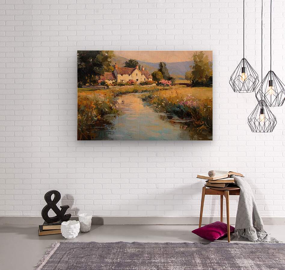 Whispering Brook Cottage | English Print| Cottage Landscape Print| Impressionist Country| Cottagecore Art| Giclee Paper- Wood- Metal- Canvas