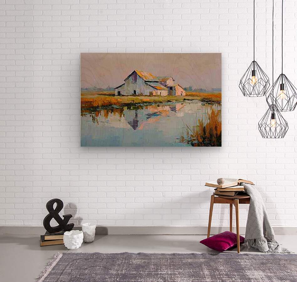 Still Water Farm | Impressionist Print| Barn Reflection Print| Farmhouse Art| Giclée on Canvas, Wood, Metal & Fine Art Paper