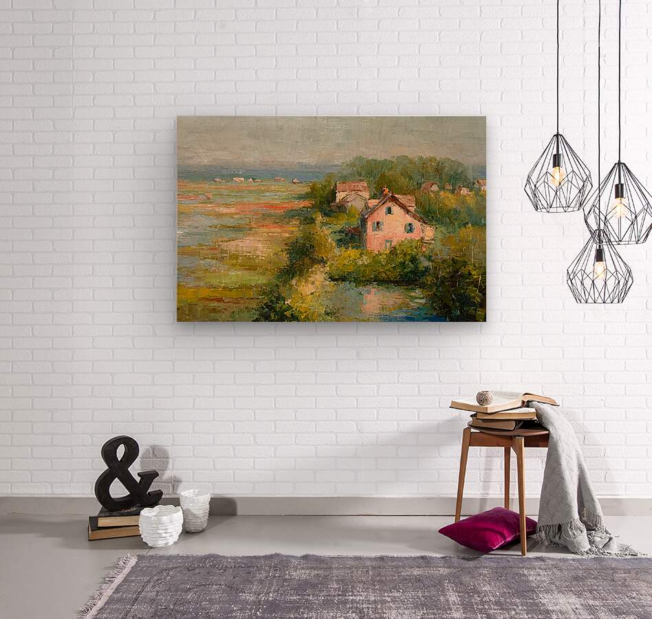 The Pink Cottage | Impressionist Print| Marsh Cottage Art| Coastal Wall Art| Giclée on Canvas, Wood, Metal & Fine Art Paper