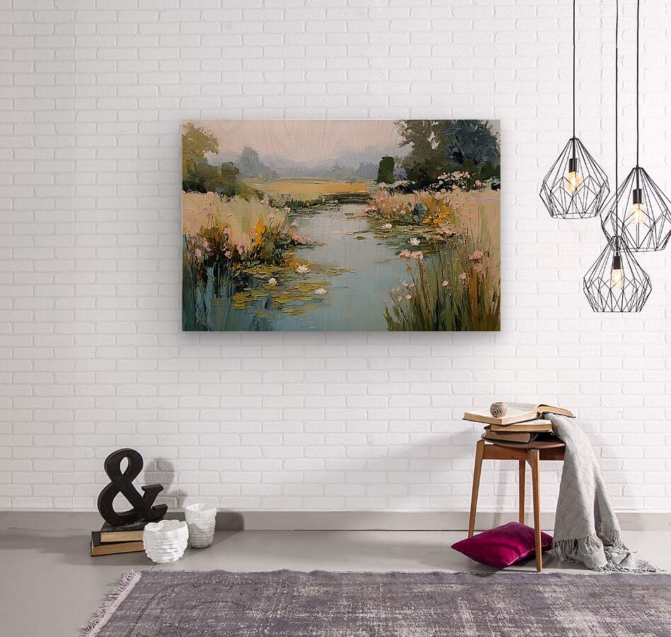 The Lily Pond – Impressionist Water Garden Painting, Lily Pad Pond Wall Art, Giclee Paper- Wood- Metal- Canvas