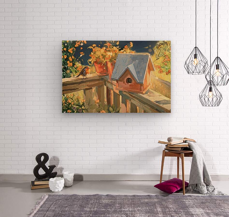 Deck Life | Charming Birdhouse Prints | Songbird Garden Art | Impressionist Cottage Garden Painting | Giclee on Paper. Wood, Metal Panels