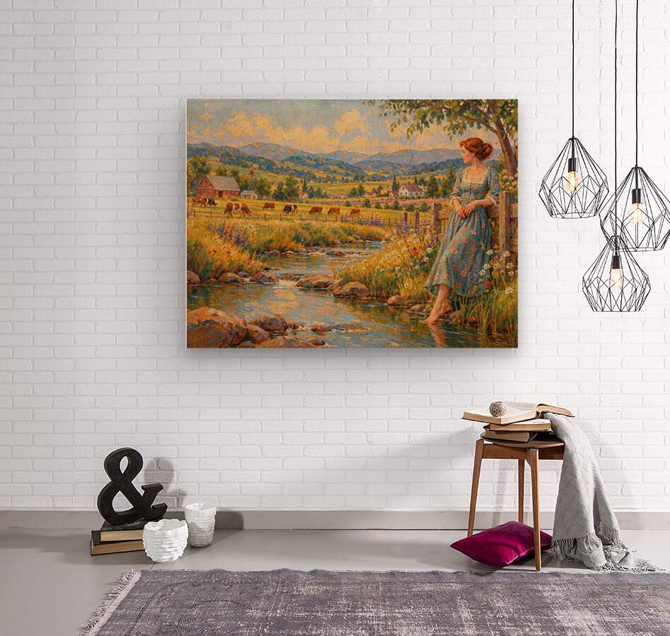 Barefoot Where The Wildflowers Grow | Vintage Farm Landscape Art | Giclee Paper • Wood • Metal • Canvas