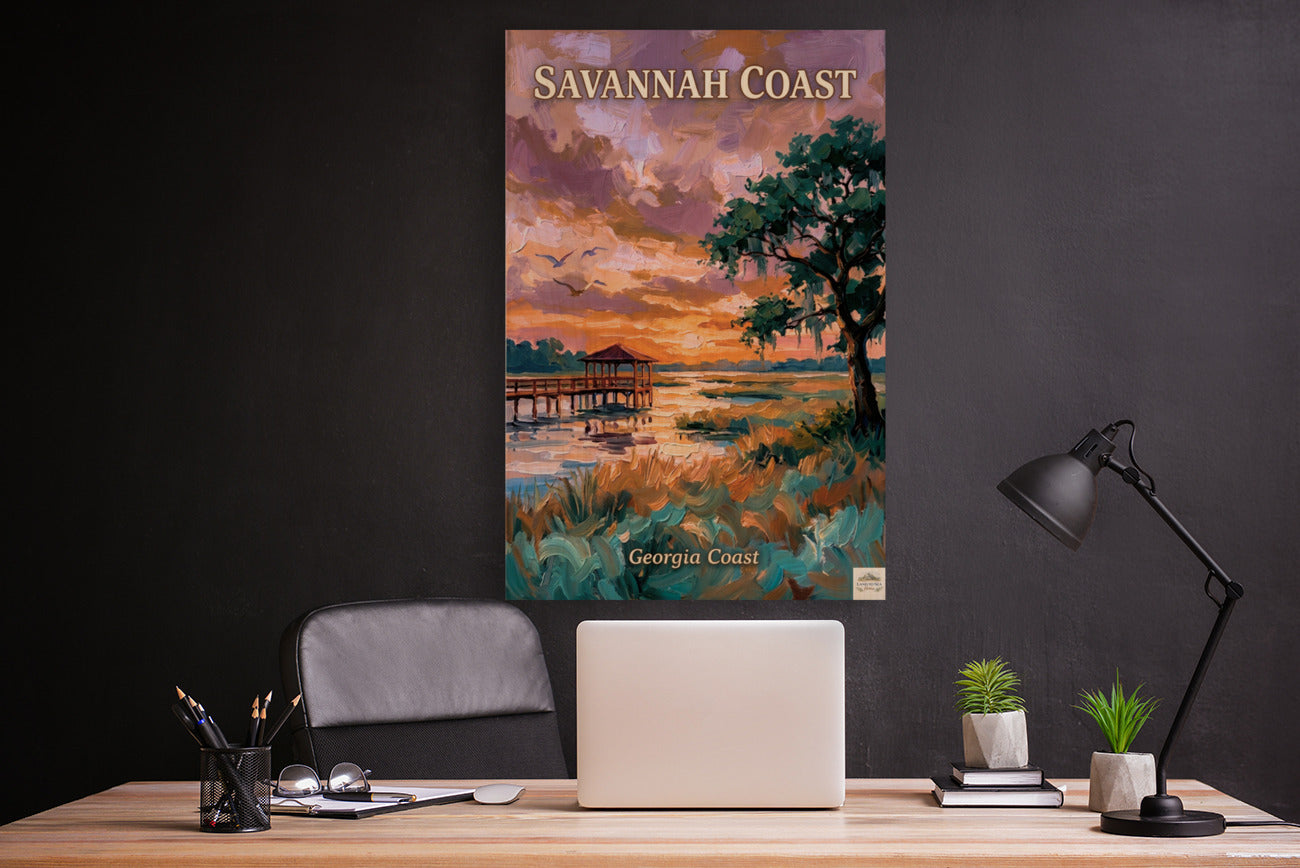 Savannah Coast At Sunset| Georgia Print| Lowlands Art| Giclee Paper- Wood- Metal- Canvas