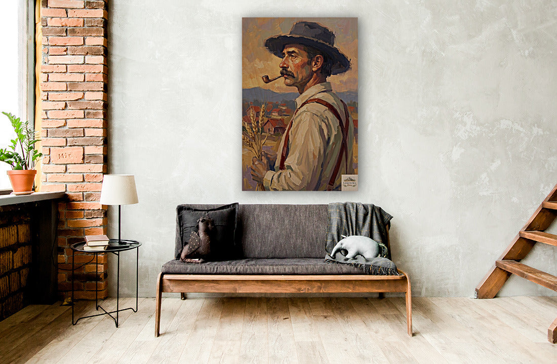 Farmer Man | Vintage Farm Print |Teresa Johnson Rural Wall Art | Harvest Impressionist Print | Giclée Paper • Wood • Metal • Canvas