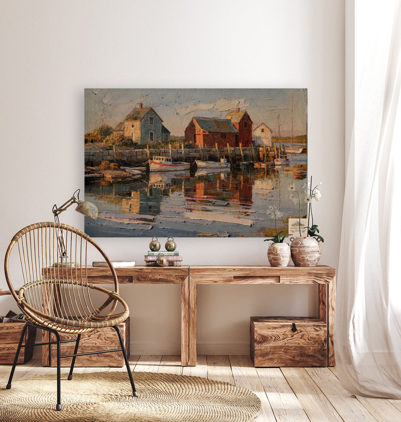New England Boating| Coastal Homes and Ships Art| Giclee Paper- Wood- Metal- Canvas