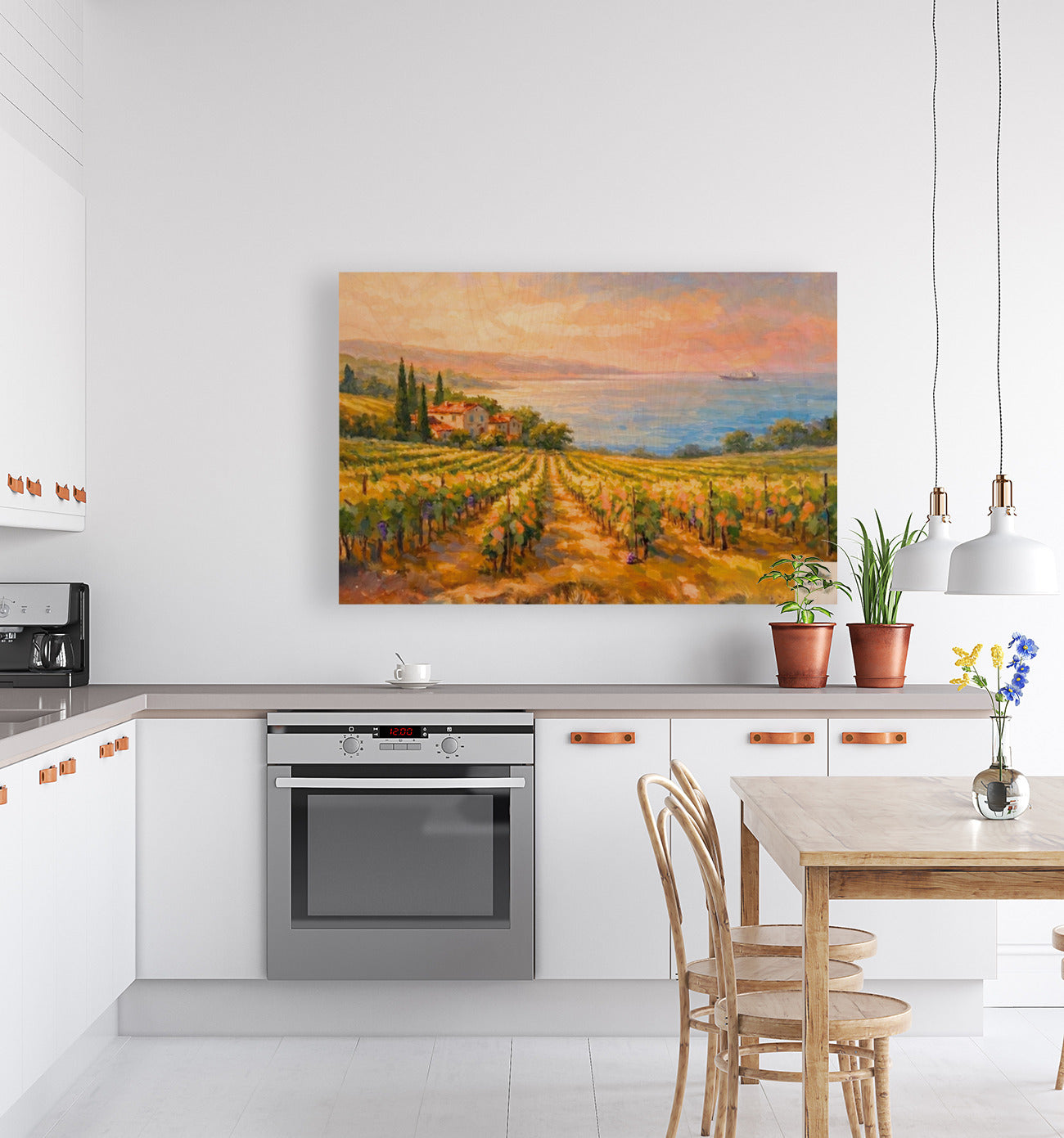 Mediterranean Vineyard by the Sea | Wine Country Art | Giclée Paper • Canvas • Birch Wood • Metal Panels