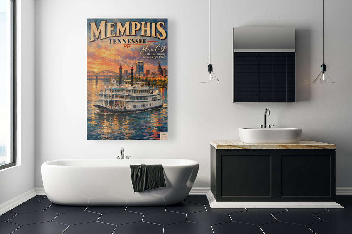 Memphis River Boat | Music City on the Mighty Mississippi | Teresa Johnson Art | Giclée Paper • Wood • Metal • Canvas