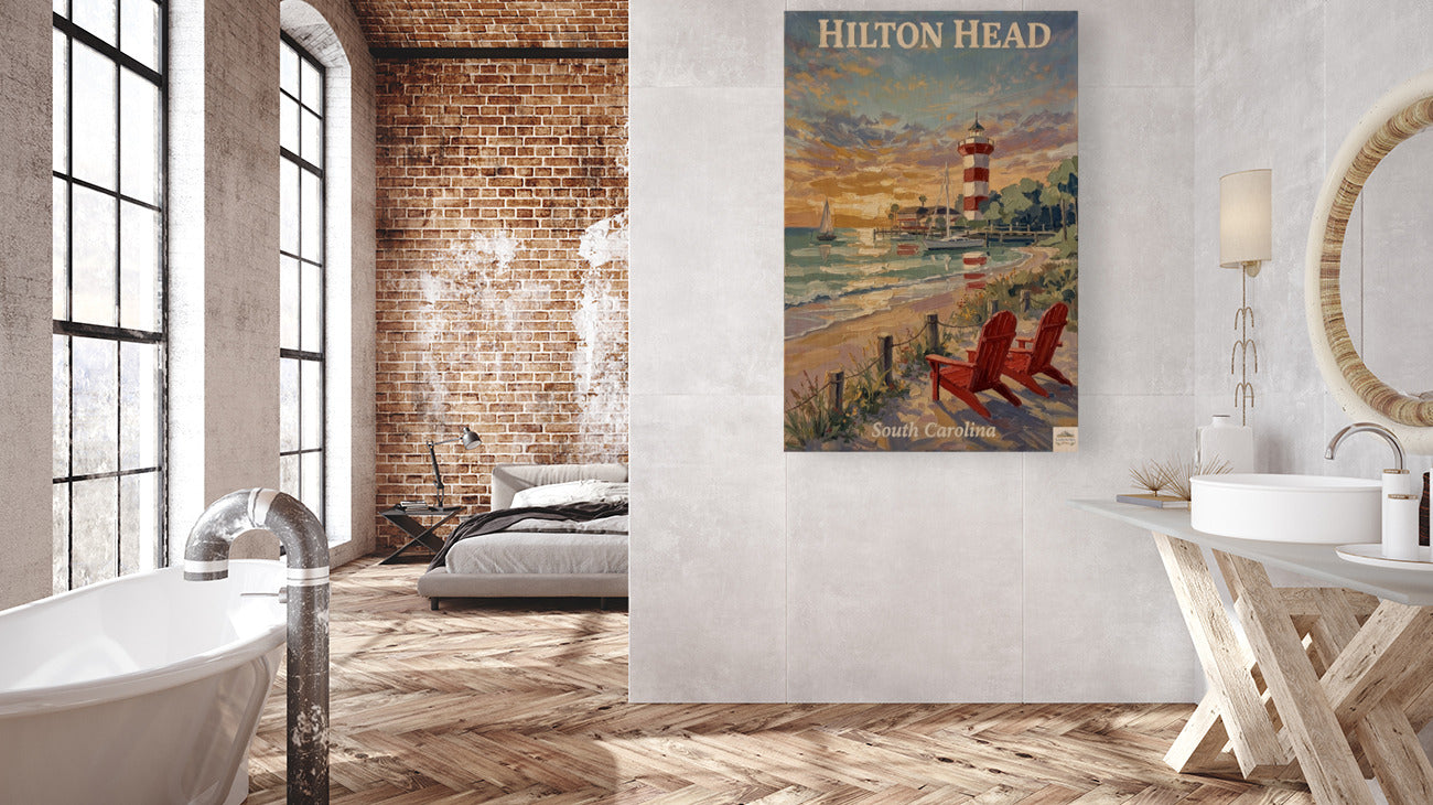 Hilton Head Sunset at Harbour Town Lighthouse | Ocean Print| Beach Art| Travel Poster| Giclee Paper- Wood- Metal- Canvas