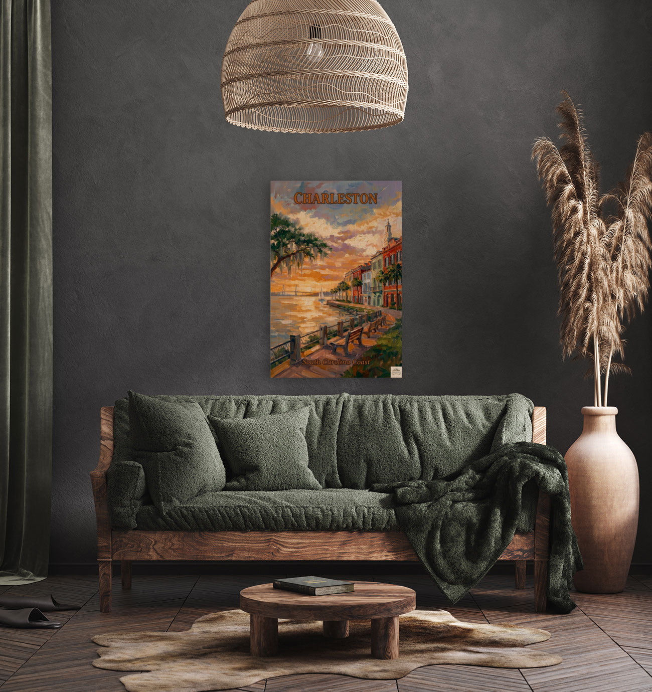 Charleston Sunset And Coastal Charm| US East Coast Art | Travel Poster|Prints Giclee Paper Giclee Canvas Birch Wood And Metal Panels
