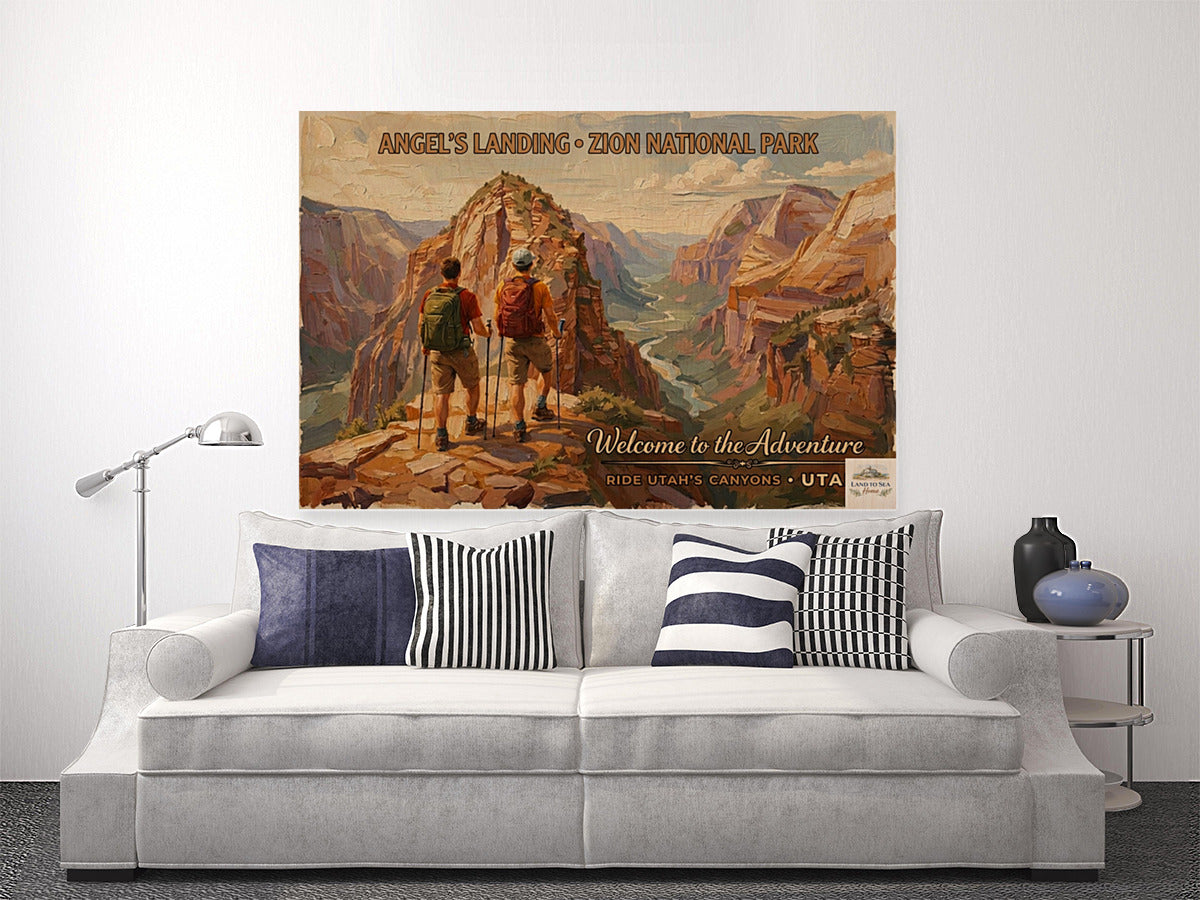 Angel's Landing, Zion National Park | Utah Travel Poster | Canyon Hiking Wall Art | Giclée Print on Paper, Canvas, Wood & Metal