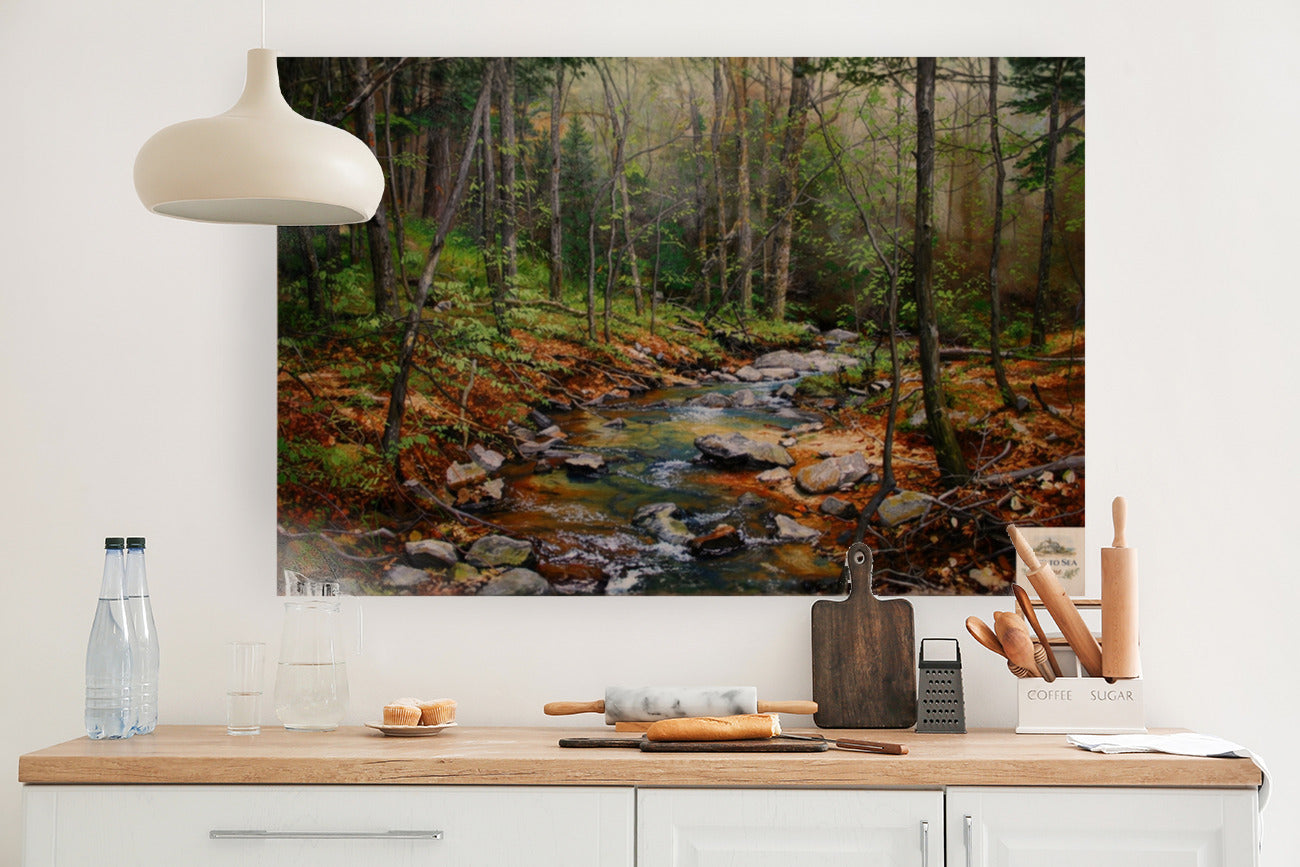 Peaceful Woodland Stream | Impressionist Print| Forest Creek Landscape | Nature Wall Art