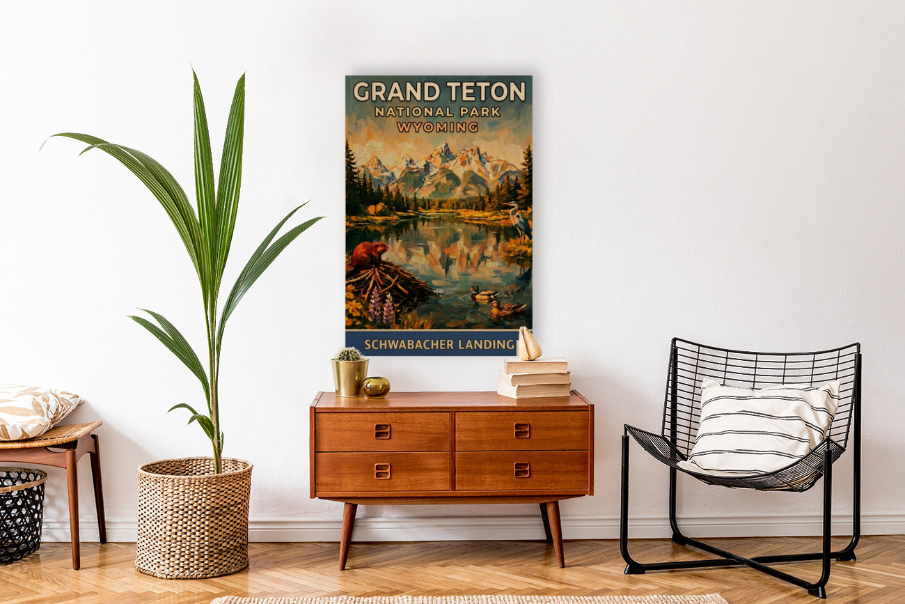 Schwabacher Landing| Grand Teton Mountain| Impressionist Print| Giclee Paper- Wood- Metal- Canvas