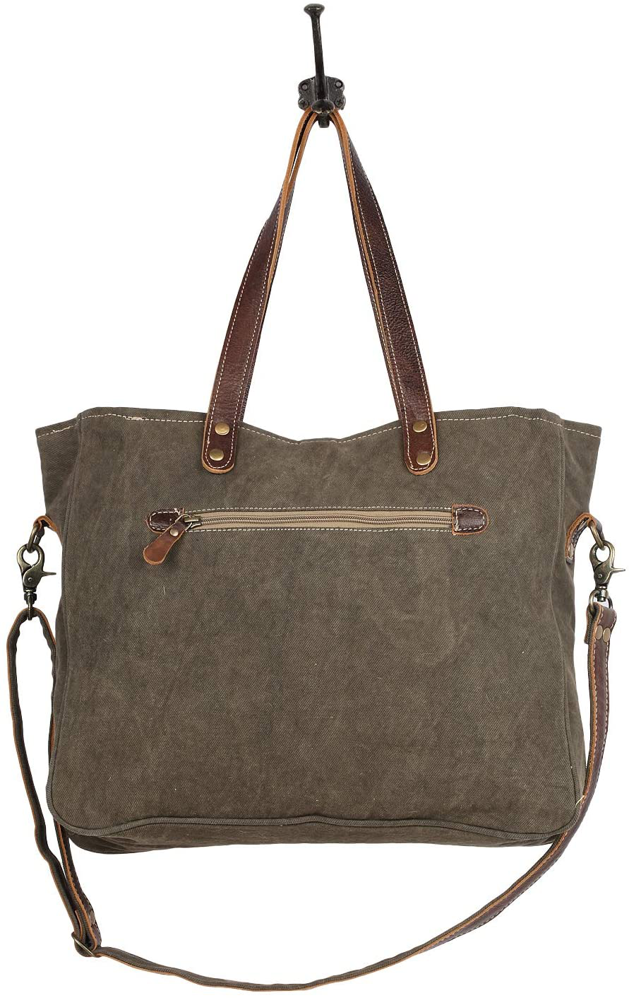 Myra Bag 1930 Classic Upcycled Canvas & Leather Messenger Bag S-1535