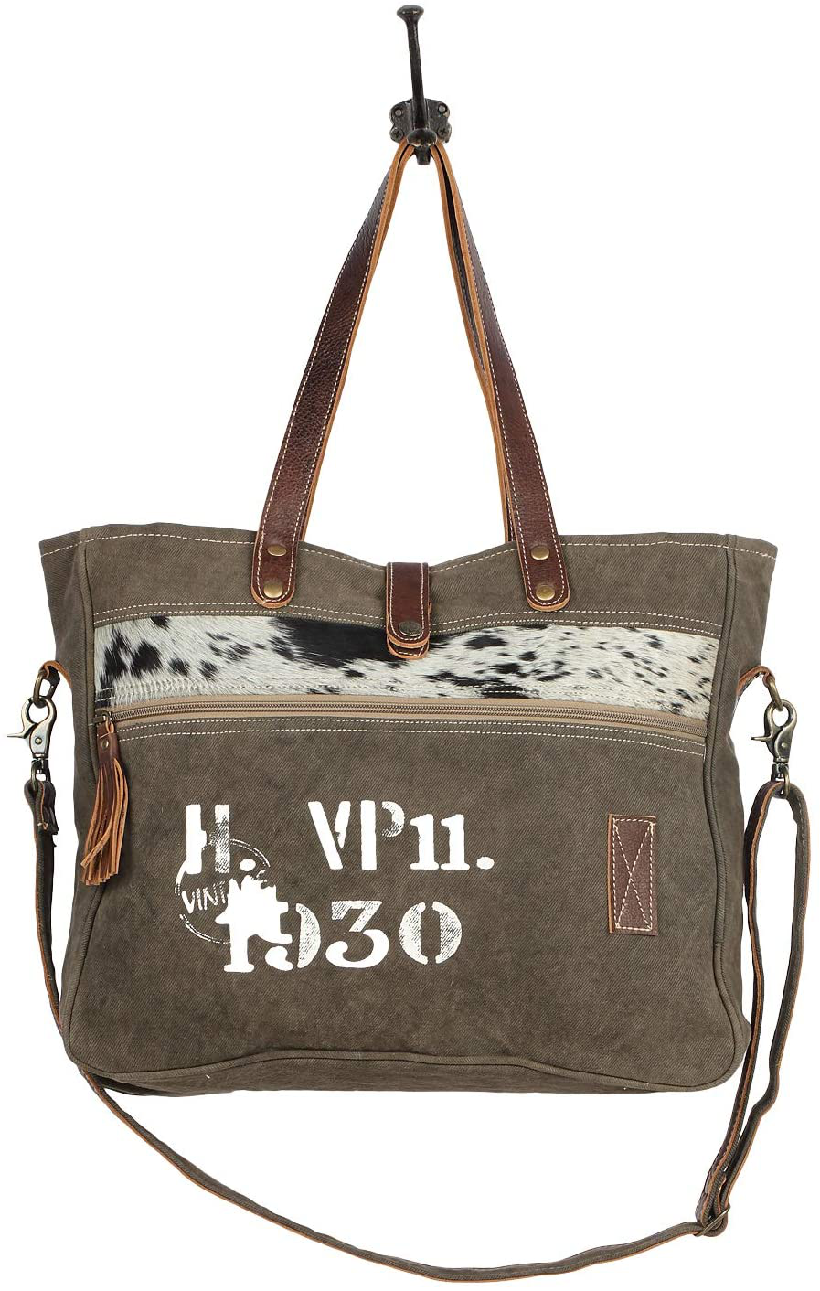 Myra Bag 1930 Classic Upcycled Canvas & Leather Messenger Bag S-1535