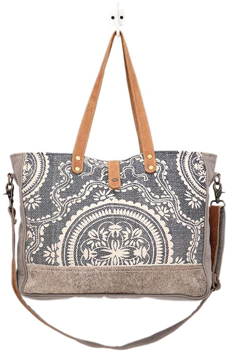 Myra Bag Abridge Upcycled Canvas & Cowhide Weekender Bag S-1518