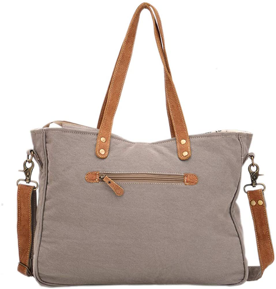 Myra Bag Abridge Upcycled Canvas & Cowhide Weekender Bag S-1518