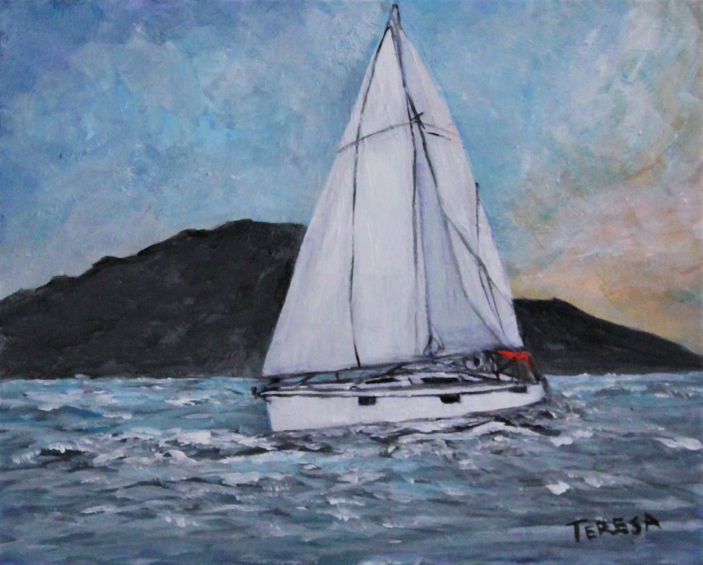 Smoothly Sailing - Original Acrylic Painting by Teresa Johnson 16" x 20"