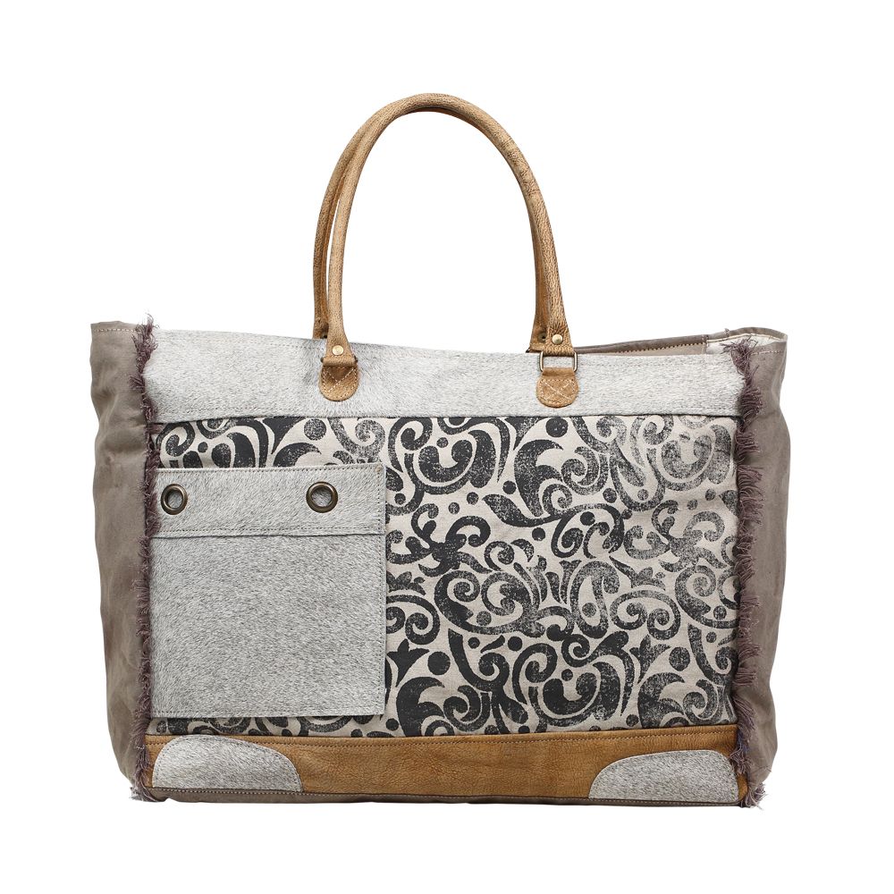 *Myra Bag HIDE & FLORAL PRINT WEEKENDER BAG S-1199*