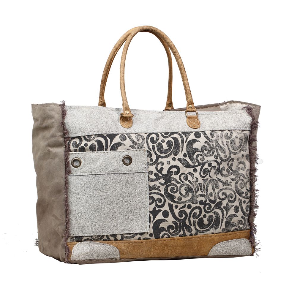 *Myra Bag HIDE & FLORAL PRINT WEEKENDER BAG S-1199*