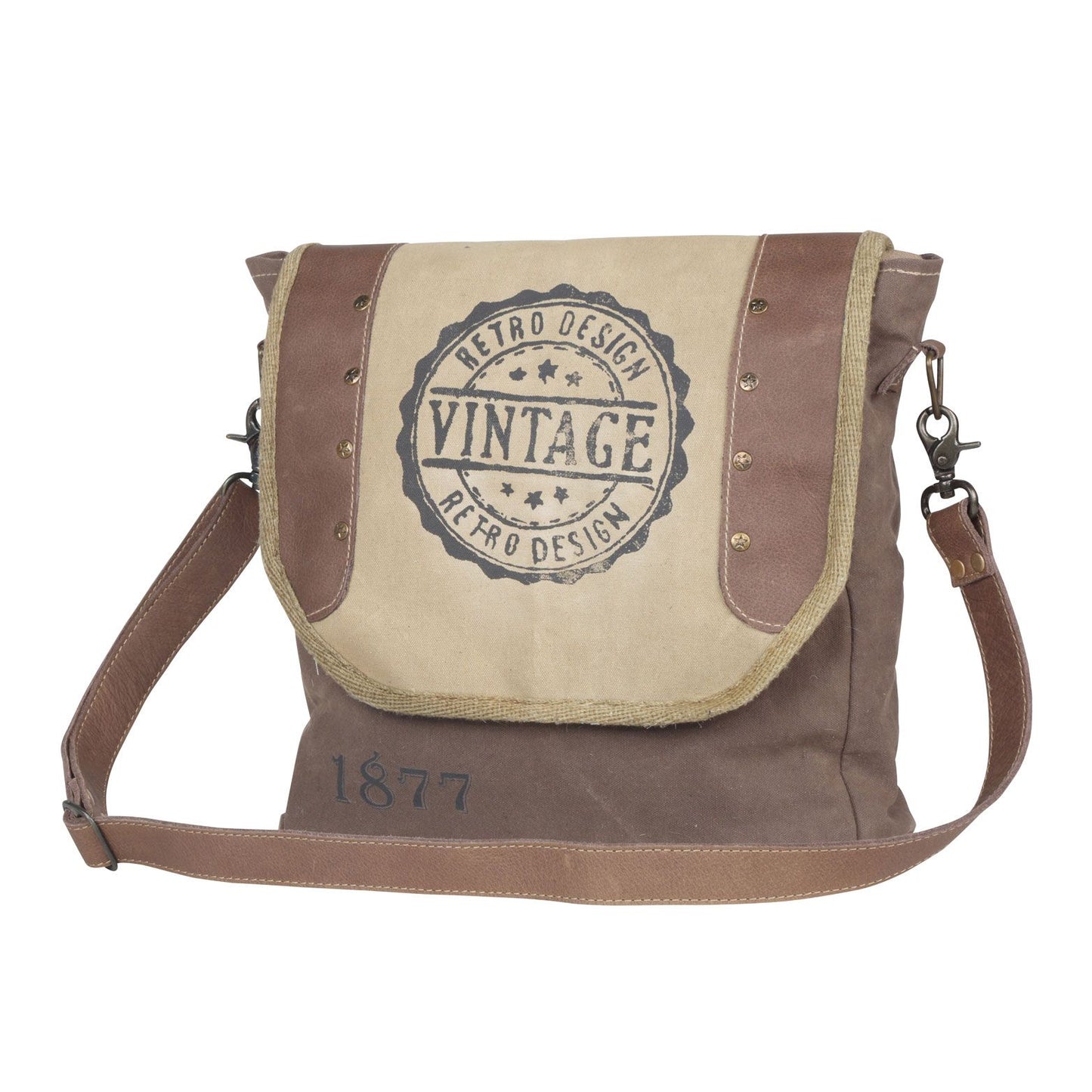 *Myra Bag Vintage Kobicha Upcycled Canvas Shoulder Bag S-4431*