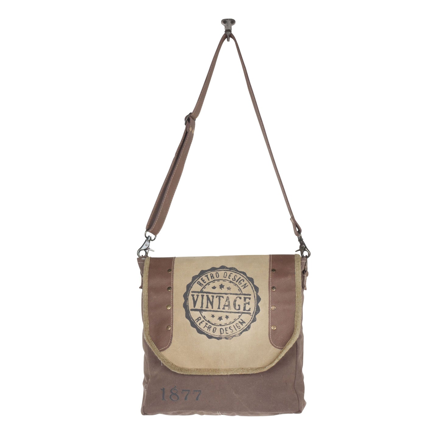 *Myra Bag Vintage Kobicha Upcycled Canvas Shoulder Bag S-4431*