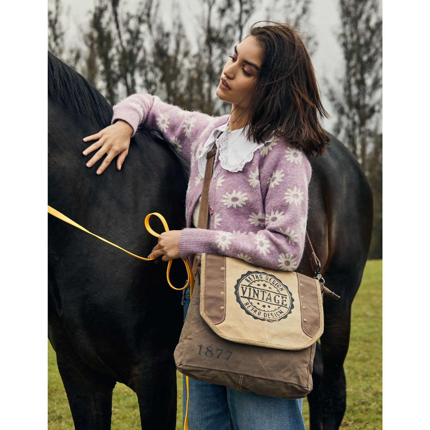 *Myra Bag Vintage Kobicha Upcycled Canvas Shoulder Bag S-4431*
